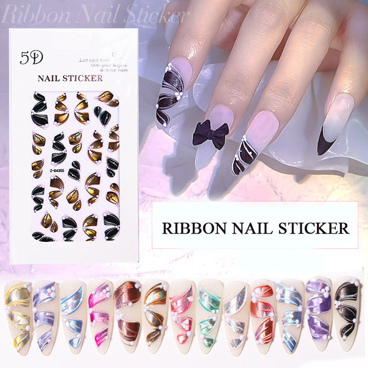 3D Multicolour Ribbon Nail Art Stickers - NSI Australia