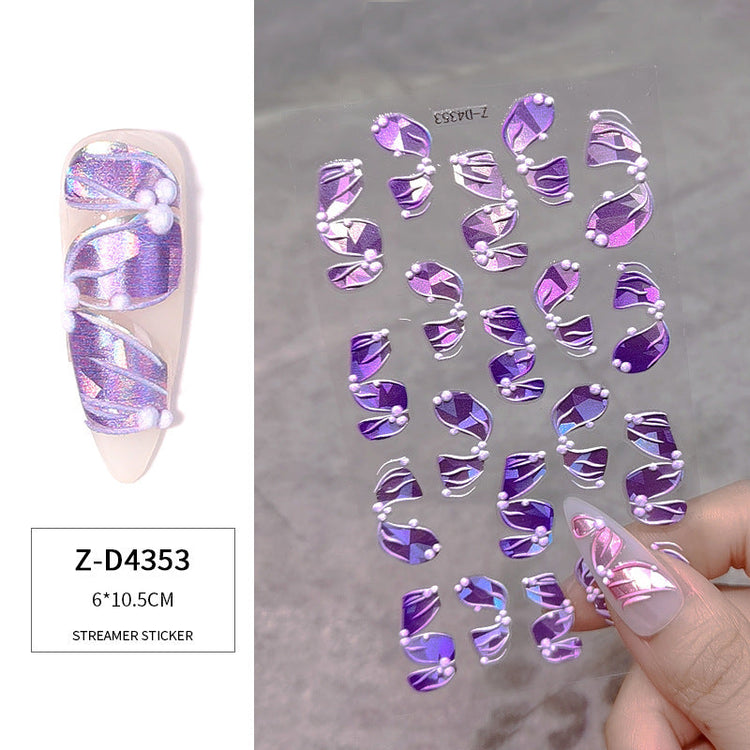 3D Multicolour Ribbon Nail Art Stickers - NSI Australia