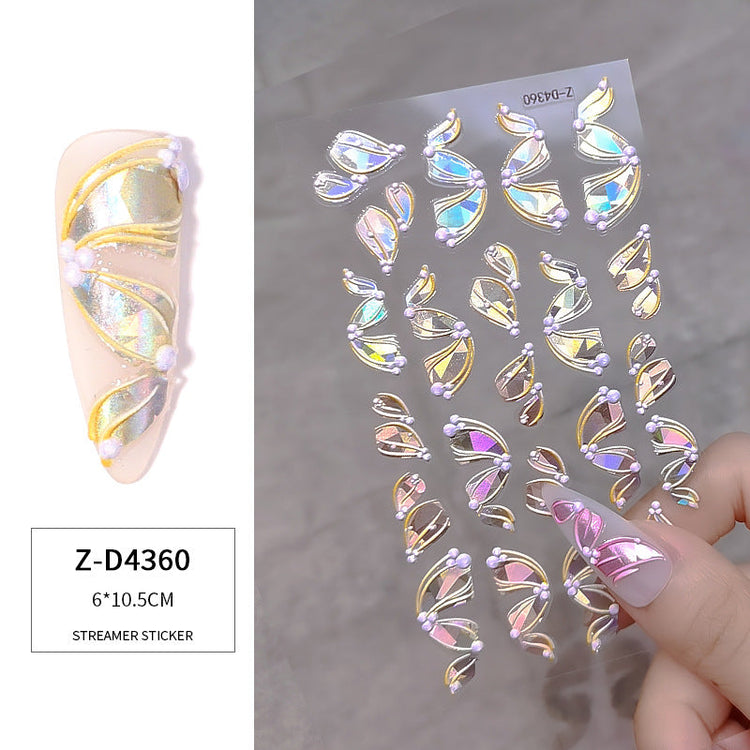 3D Multicolour Ribbon Nail Art Stickers - NSI Australia