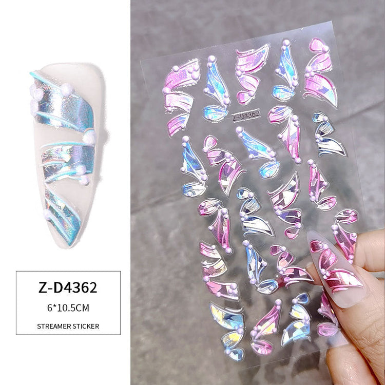 3D Multicolour Ribbon Nail Art Stickers - NSI Australia