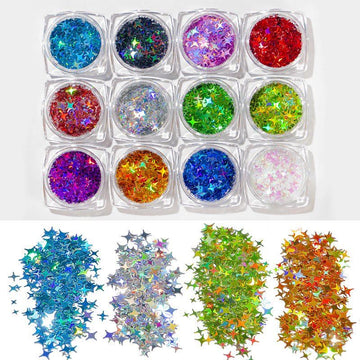 4 Angles Laser Stars - Set 12pcs Jar - NSI Australia