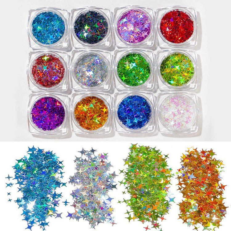 4 Angles Laser Stars - Set 12pcs Jar - NSI Australia