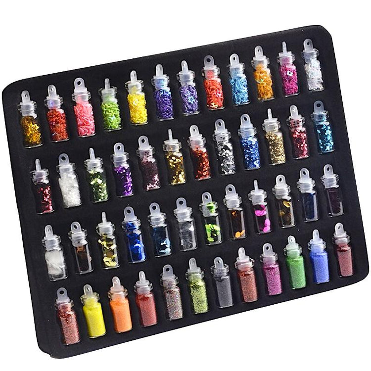 48 Nail Art Glitters, Flakes & Decorations Kit - NSI Australia