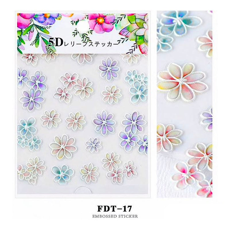 5D Embossed Flowers Nail Art Stickers - NSI Australia