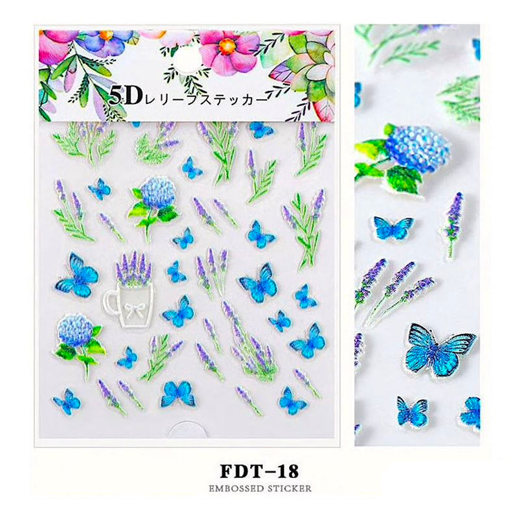 5D Embossed Flowers Nail Art Stickers - NSI Australia