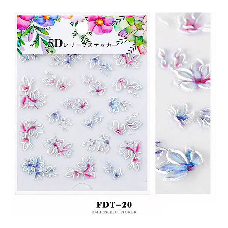 5D Embossed Flowers Nail Art Stickers - NSI Australia