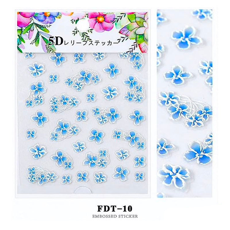 5D Embossed Flowers Nail Art Stickers - NSI Australia