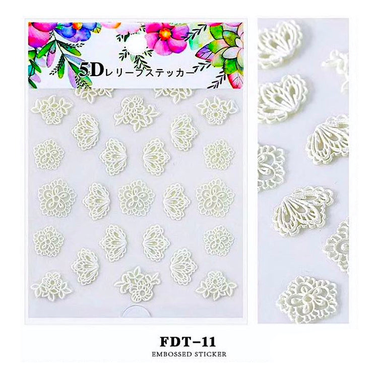 5D Embossed Flowers Nail Art Stickers - NSI Australia