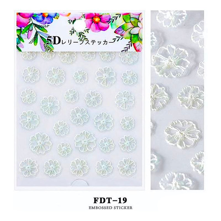 5D Embossed Flowers Nail Art Stickers - NSI Australia