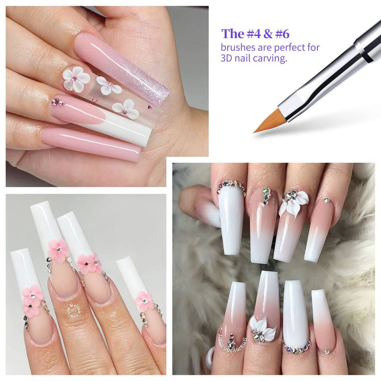 Acrylic Nail Brush Crimped Set 4pcs - NSI Australia