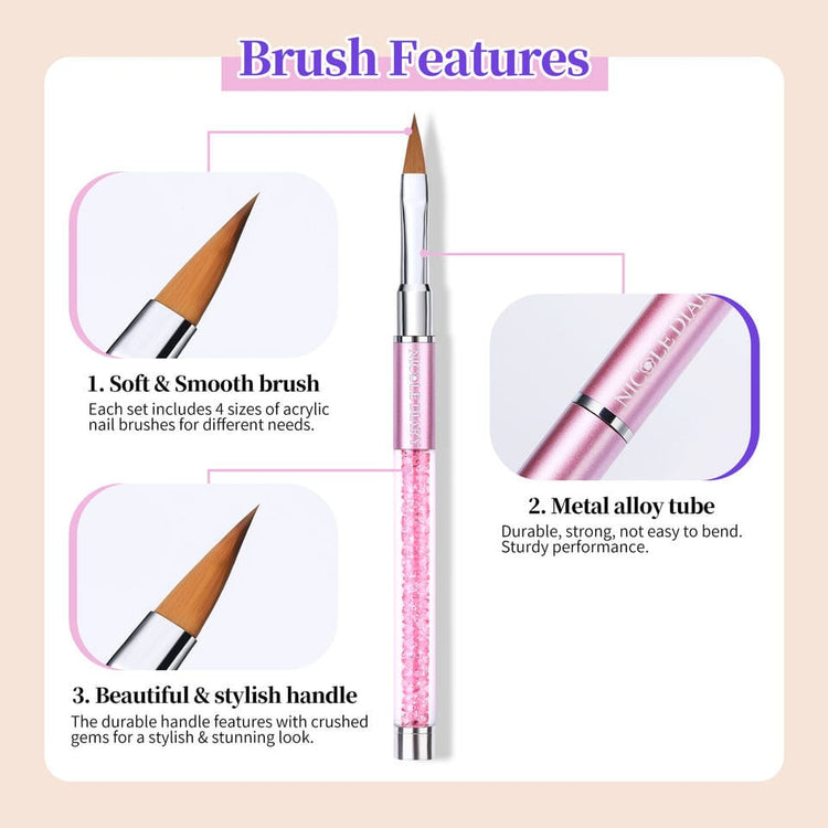 Acrylic Nail Brush Crimped Set 4pcs - NSI Australia
