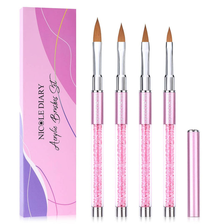 Acrylic Nail Brush Crimped Set 4pcs - NSI Australia