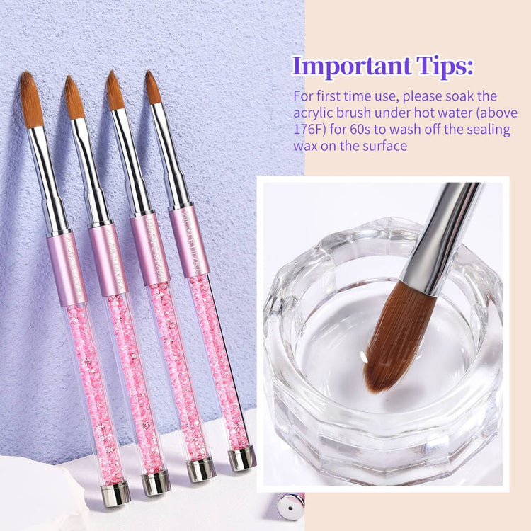 Acrylic Nail Brush Crimped Set 4pcs - NSI Australia