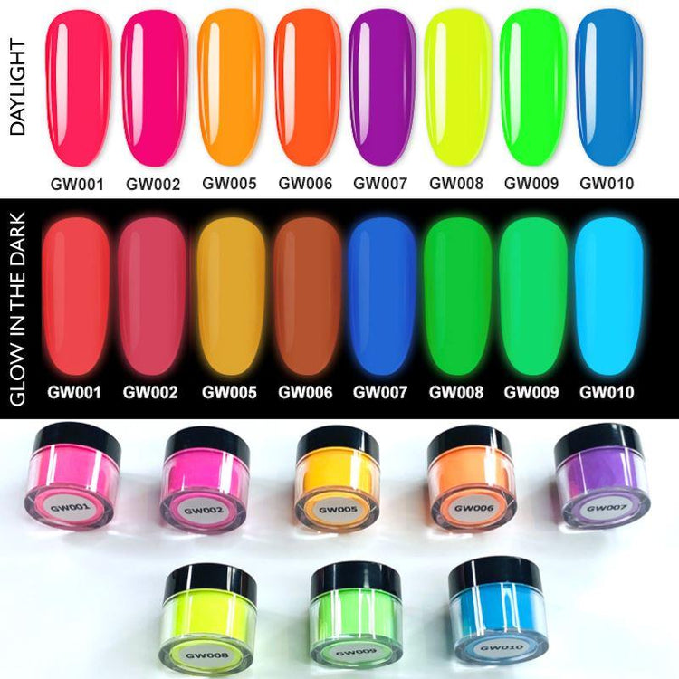 Acrylic Nail Powders ~ Glow in the Dark Collection - NSI Australia