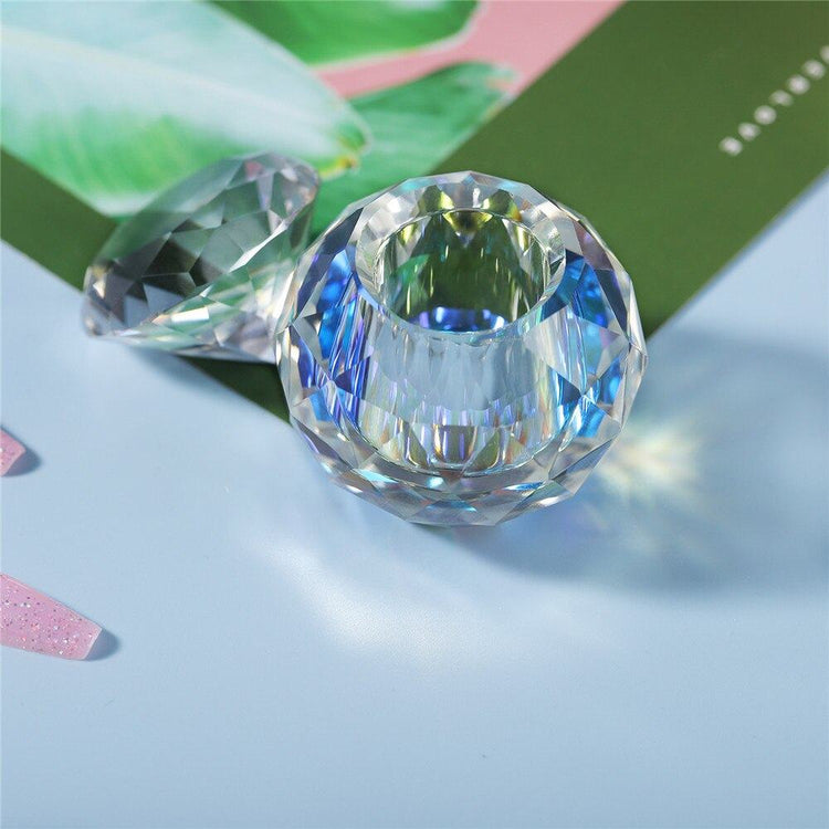 Aurora Crystal Glass Jar 10ml - Round with Diamond Lid - NSI Australia
