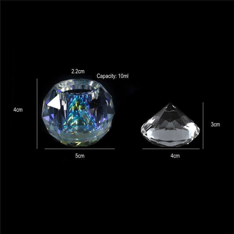 Aurora Crystal Glass Jar 10ml - Round with Diamond Lid - NSI Australia