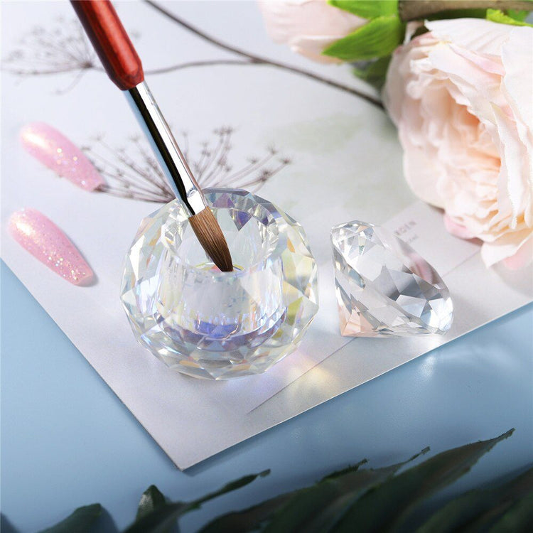 Aurora Crystal Glass Jar 10ml - Round with Diamond Lid - NSI Australia