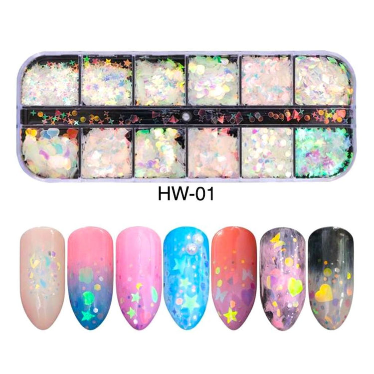 Aurora Sparkly Holographic Flakes Tray - NSI Australia