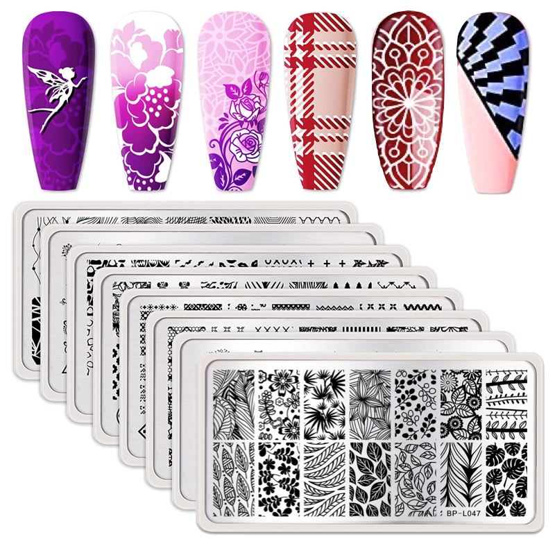 Amazon.com: VAGA Nail Art Supplies Jumbo Nail Stamping kit Collection has  Hundreds of fingernail Nail Stamper Designs Engraved on Plates Stamp pad,  Metal Stamping kit (Happy Nails) : Beauty & Personal Care