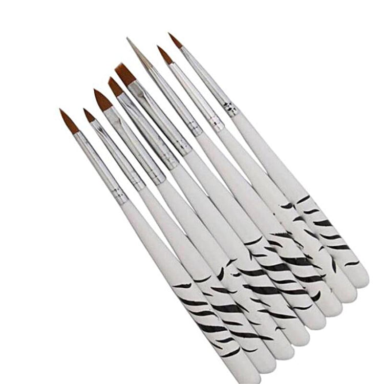 Brushes Nail Art Designs Set 8pcs - Zebra Short Handle - NSI Australia