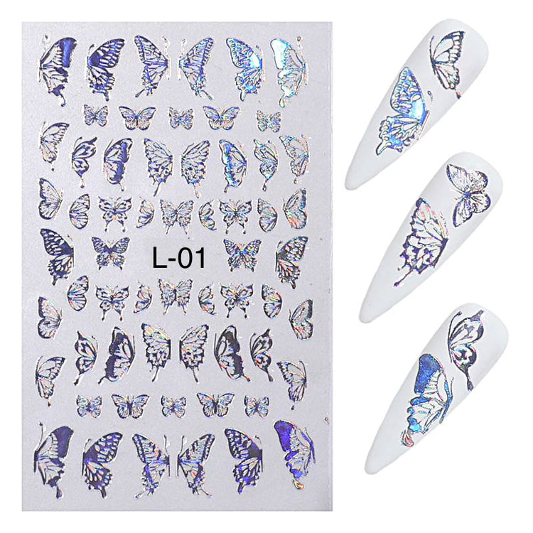 Silver Holographic Nail Art Decoration Stickers - NSI Australia