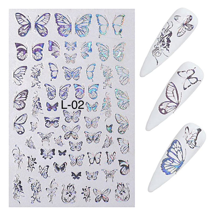 Silver Holographic Nail Art Decoration Stickers - NSI Australia