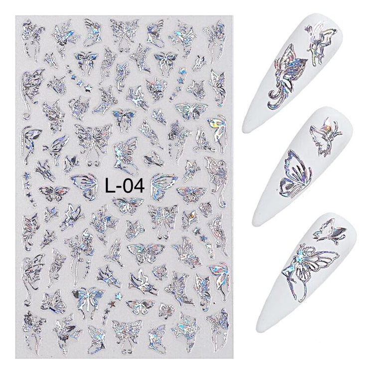 Silver Holographic Nail Art Decoration Stickers - NSI Australia