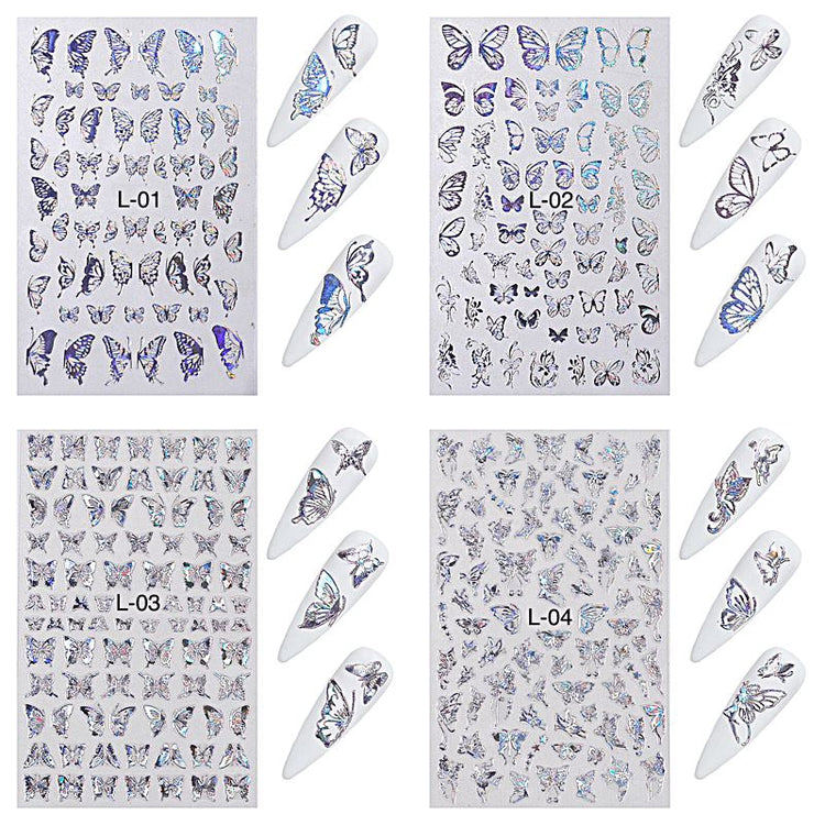 Silver Holographic Nail Art Decoration Stickers - NSI Australia