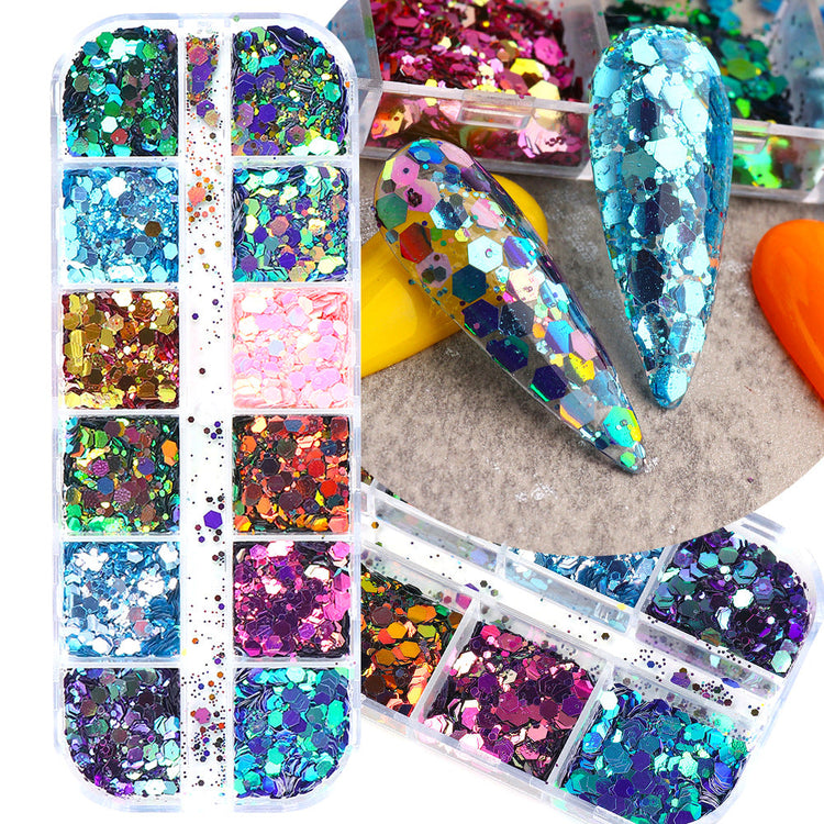 Chameleon Sequins Mix Colours Nail Art Tray - NSI Australia