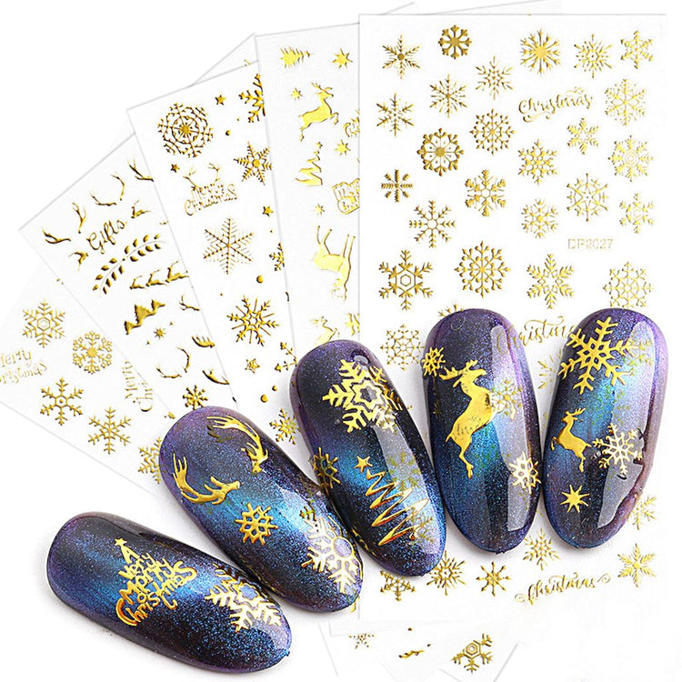 Christmas Gold and Fluorescent Nail Art Stickers - NSI Australia