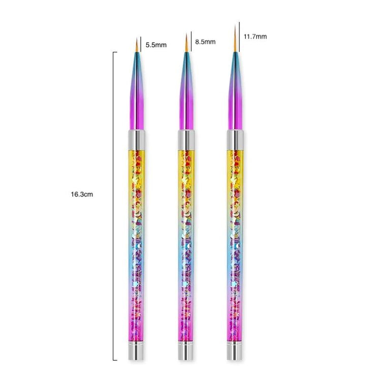 Colourful Nail Art Liner Brushes Set 3pcs - NSI Australia