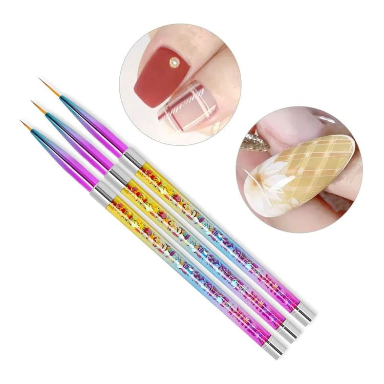 Colourful Nail Art Liner Brushes Set 3pcs - NSI Australia