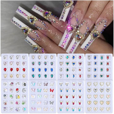 15 Pieces Gold Nail Charms for Nail Art 3D Rhinestones for Acrylic Nails  Heart Rhinestones for Nails Crystals Big Rhinestones for Nails 3D Nail