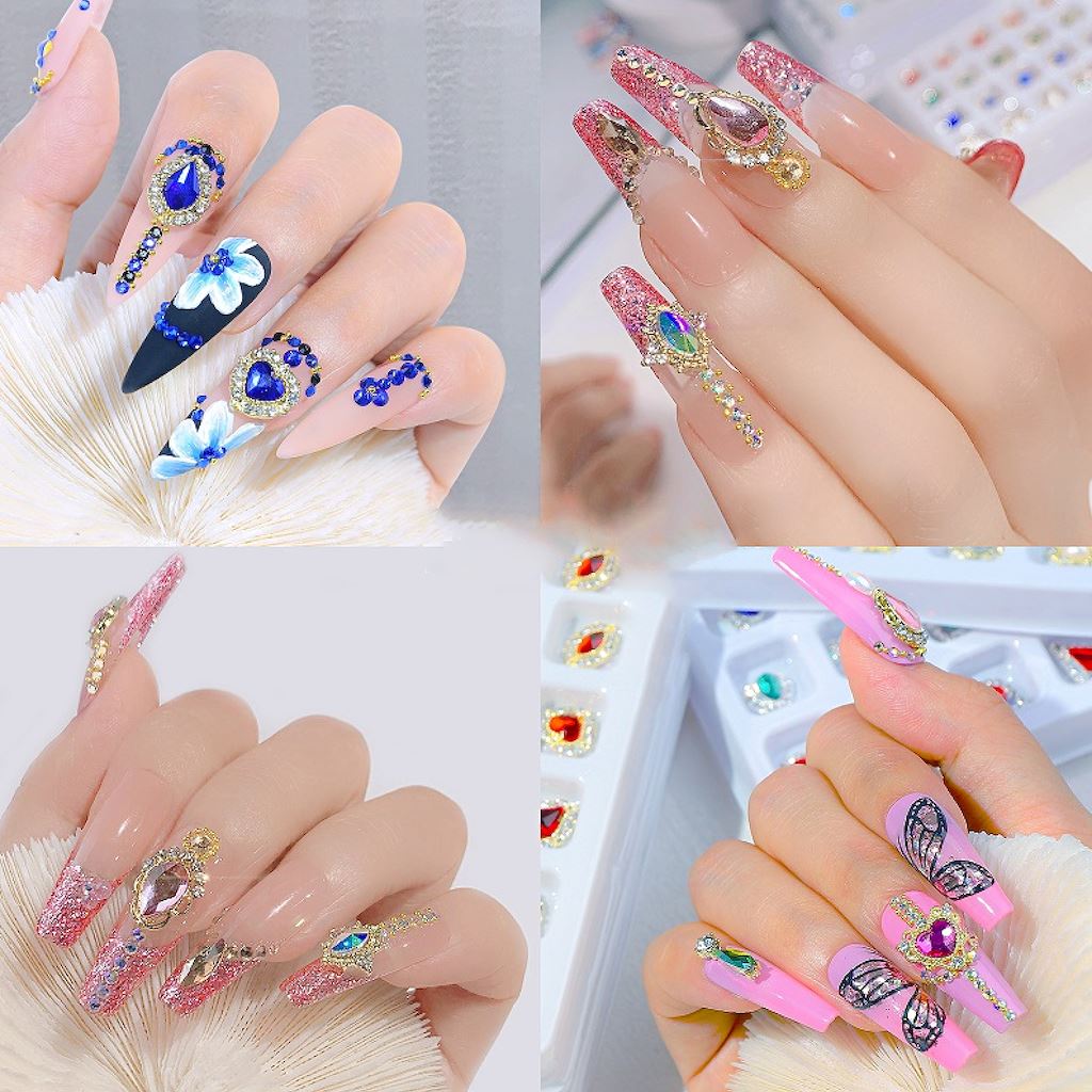 3d Rose Flower Nail Charms Acrylic Colorful Rose Flower 3d Nail Art Charms  Ab Red Pink Blue White Green Flower Nail Charms Flatback Art Accessories Su