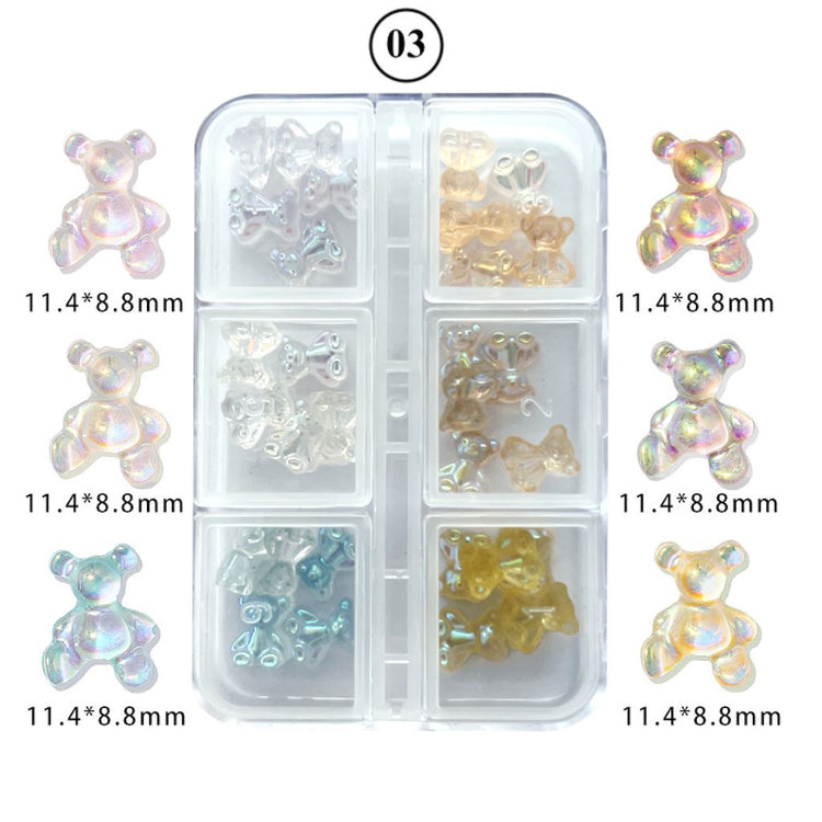 Crystal Love Bear Nail Art Tray 6 Colours - NSI Australia