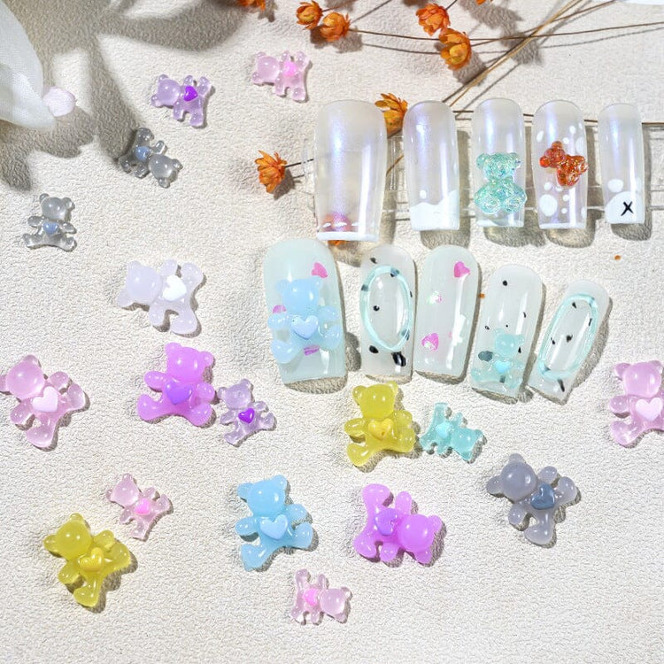 Crystal Love Bear Nail Art Tray 6 Colours - NSI Australia