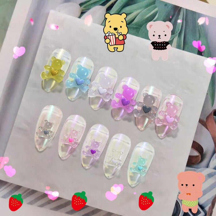 Crystal Love Bear Nail Art Tray 6 Colours - NSI Australia