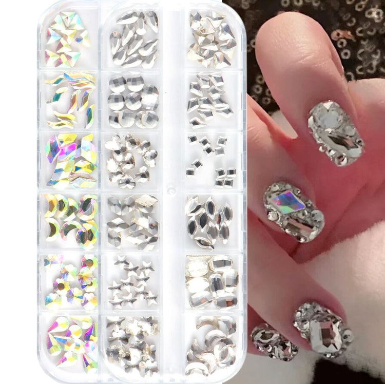 Crystal Mixed Shapes Nail Rhinestones Tray - NSI Australia