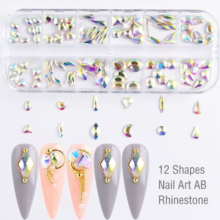Crystal Mixed Shapes Nail Rhinestones Tray - NSI Australia