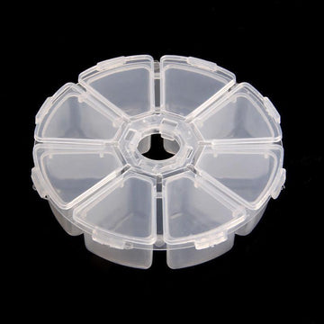 Empty Nail Art Storage ~ Round Box 8 Compartments - NSI Australia