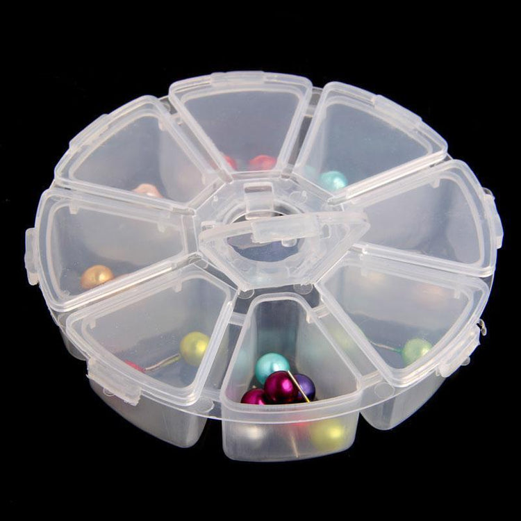 Empty Nail Art Storage ~ Round Box 8 Compartments - NSI Australia