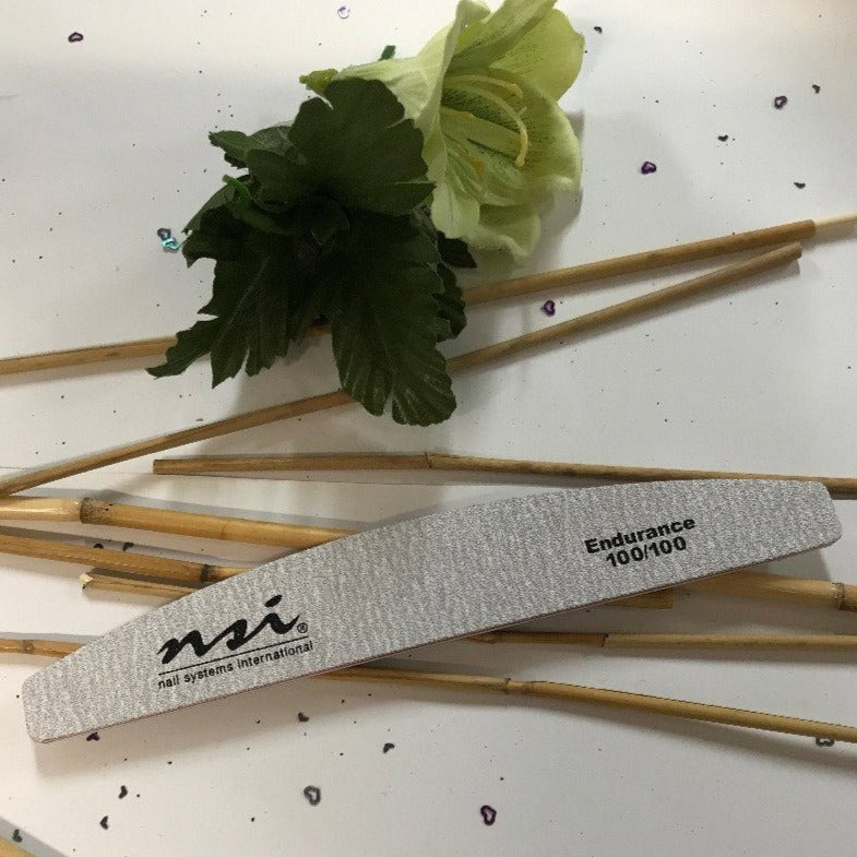 NSI Endurance Nail File 100/100 Grit - Pack Of 10, Curved, Double-Sided & Waterproof