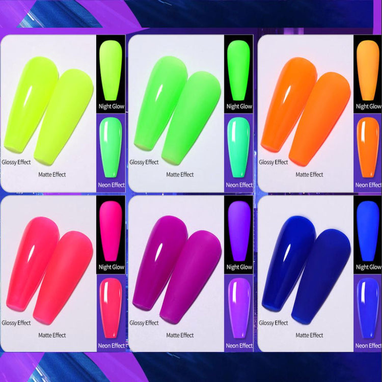 Fluorescent Glow-In-Dark - Gel Polish 6 Colour Set - NSI Australia