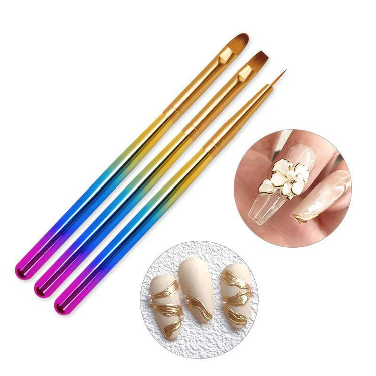 Gel Design Brushes Multicolour Handle 3pcs Set - NSI Australia