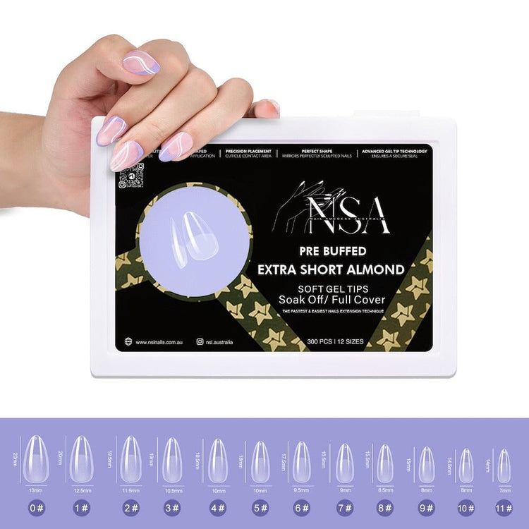 Gel Nail Extensions - Pre Buffed Tips - NSI Australia