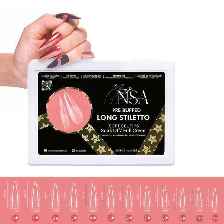Gel Nail Extensions - Pre Buffed Tips - NSI Australia