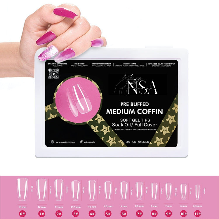 Gel Nail Extensions - Pre Buffed Tips - NSI Australia