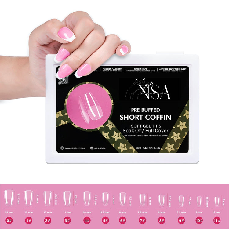 Gel Nail Extensions - Pre Buffed Tips - NSI Australia