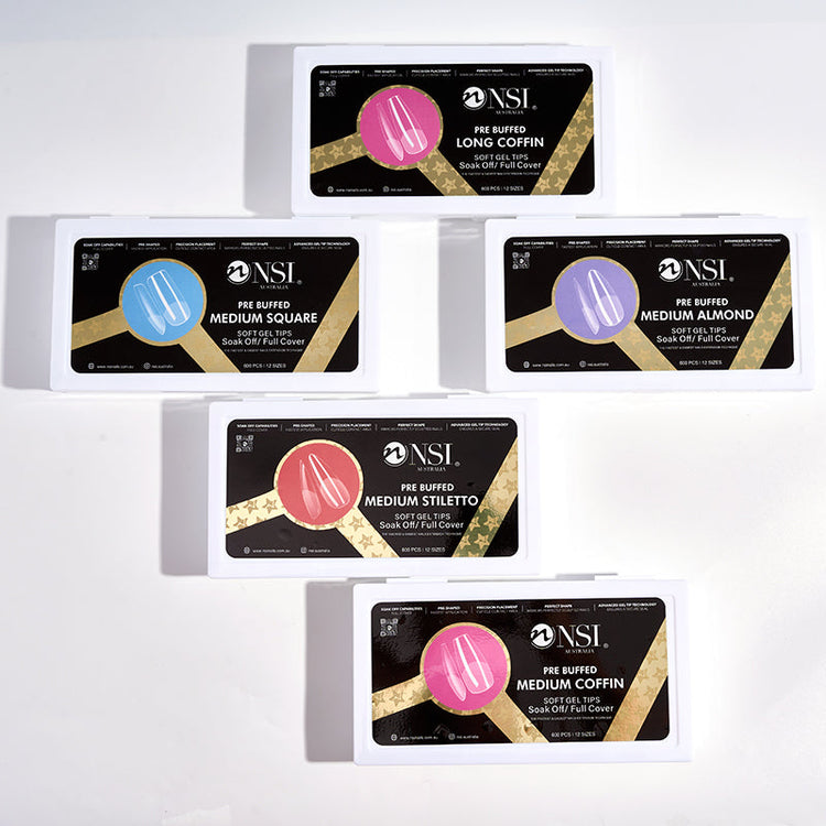 Gel Nail Extensions - Pre Buffed Tips - NSI Australia