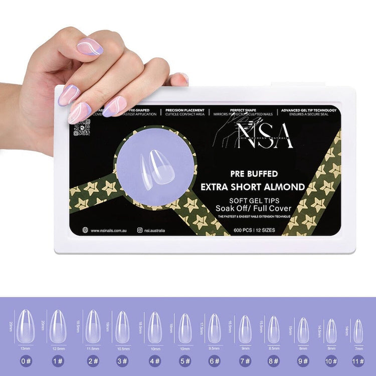 Gel Nail Extensions - Pre Buffed Tips - NSI Australia